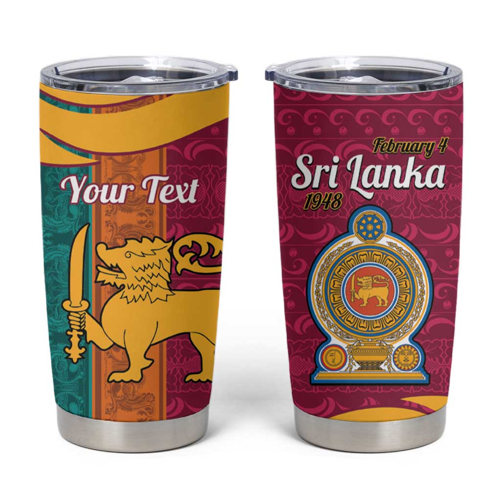 Sri Lanka Independence Day Tumbler Cup Sri Lankan Lion Mix Sinhalese Pattern - Wonder Print Shop