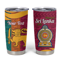 Sri Lanka Independence Day Tumbler Cup Sri Lankan Lion Mix Sinhalese Pattern - Wonder Print Shop
