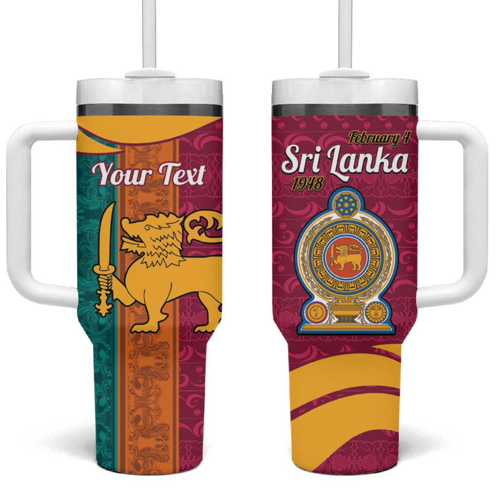 Sri Lanka Independence Day Tumbler With Handle Sri Lankan Lion Mix Sinhalese Pattern - Wonder Print Shop