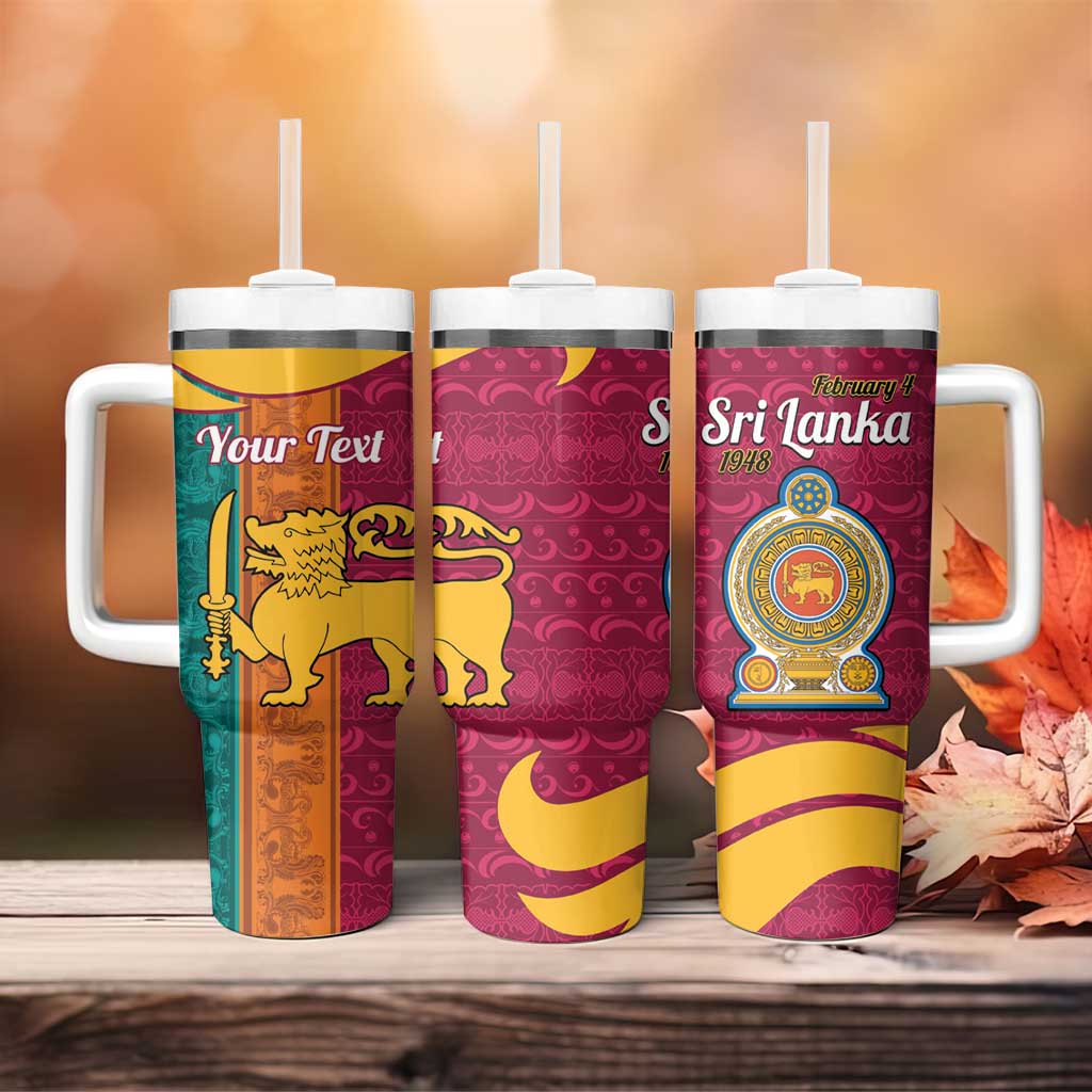 Sri Lanka Independence Day Tumbler With Handle Sri Lankan Lion Mix Sinhalese Pattern - Wonder Print Shop