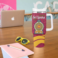 Sri Lanka Independence Day Tumbler With Handle Sri Lankan Lion Mix Sinhalese Pattern - Wonder Print Shop