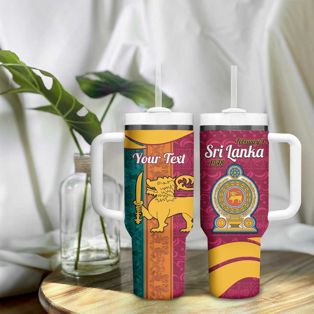 Sri Lanka Independence Day Tumbler With Handle Sri Lankan Lion Mix Sinhalese Pattern - Wonder Print Shop