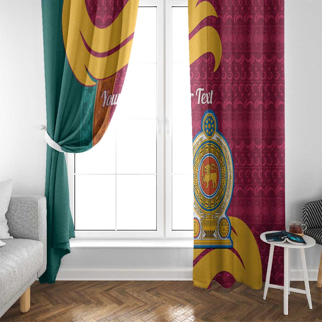 Sri Lanka Independence Day Window Curtain Sri Lankan Lion Mix Sinhalese Pattern - Wonder Print Shop