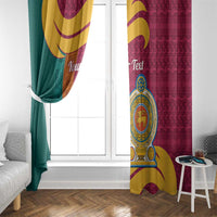 Sri Lanka Independence Day Window Curtain Sri Lankan Lion Mix Sinhalese Pattern - Wonder Print Shop