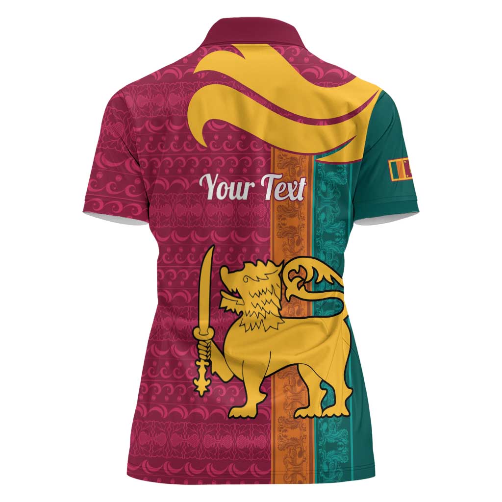 Sri Lanka Independence Day Women Polo Shirt Sri Lankan Lion Mix Sinhalese Pattern - Wonder Print Shop