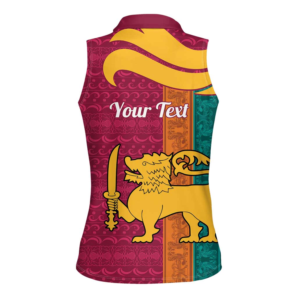 Sri Lanka Independence Day Women Sleeveless Polo Shirt Sri Lankan Lion Mix Sinhalese Pattern - Wonder Print Shop