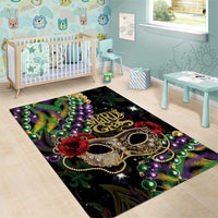 Mardi Gras 2025 Area Rug Beadeds With Gorgeous Mask - Wonder Print Shop
