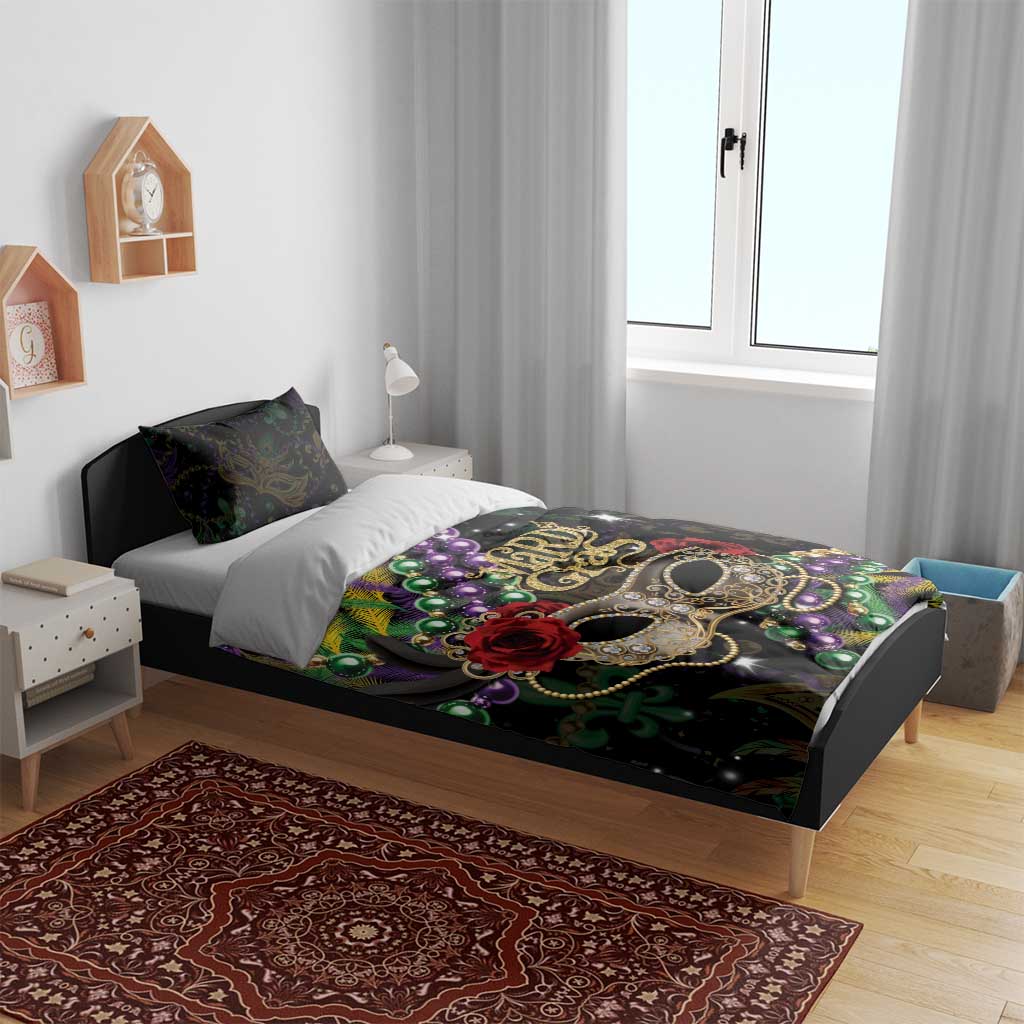 Mardi Gras 2025 Bedding Set Beadeds With Gorgeous Mask - Wonder Print Shop