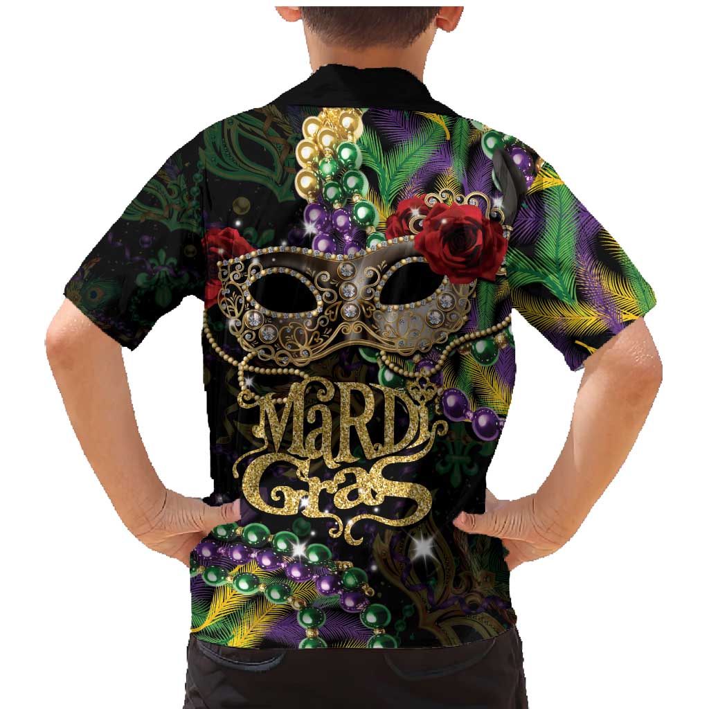 Mardi Gras 2025 Family Matching Mermaid Dress and Hawaiian Shirt Beadeds With Gorgeous Mask - Wonder Print Shop