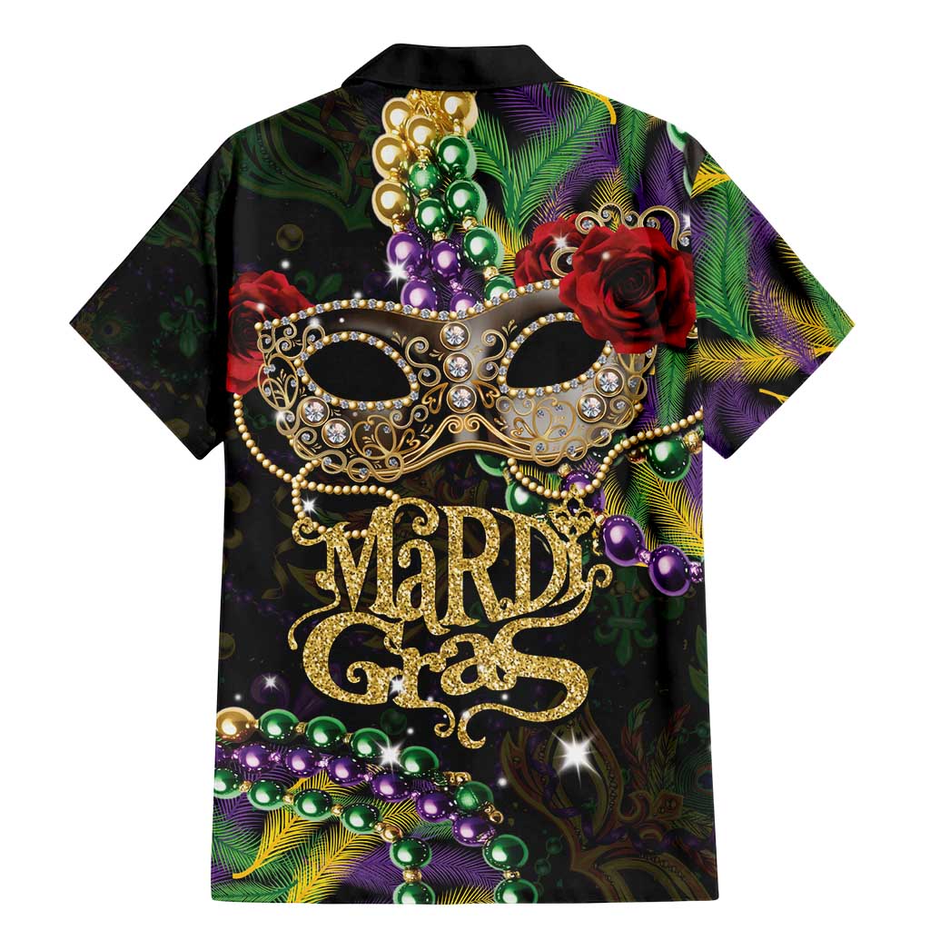 Mardi Gras 2025 Family Matching Mermaid Dress and Hawaiian Shirt Beadeds With Gorgeous Mask - Wonder Print Shop