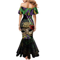 Mardi Gras 2025 Family Matching Mermaid Dress and Hawaiian Shirt Beadeds With Gorgeous Mask - Wonder Print Shop