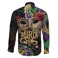 Mardi Gras 2025 Family Matching Off The Shoulder Long Sleeve Dress and Hawaiian Shirt Beadeds With Gorgeous Mask - Wonder Print Shop