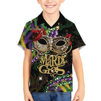 Mardi Gras 2025 Family Matching Puletasi and Hawaiian Shirt Beadeds With Gorgeous Mask - Wonder Print Shop