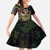 Mardi Gras 2025 Family Matching Short Sleeve Bodycon Dress and Hawaiian Shirt Beadeds With Gorgeous Mask - Wonder Print Shop