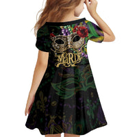 Mardi Gras 2025 Family Matching Short Sleeve Bodycon Dress and Hawaiian Shirt Beadeds With Gorgeous Mask - Wonder Print Shop