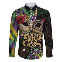 Mardi Gras 2025 Family Matching Short Sleeve Bodycon Dress and Hawaiian Shirt Beadeds With Gorgeous Mask - Wonder Print Shop