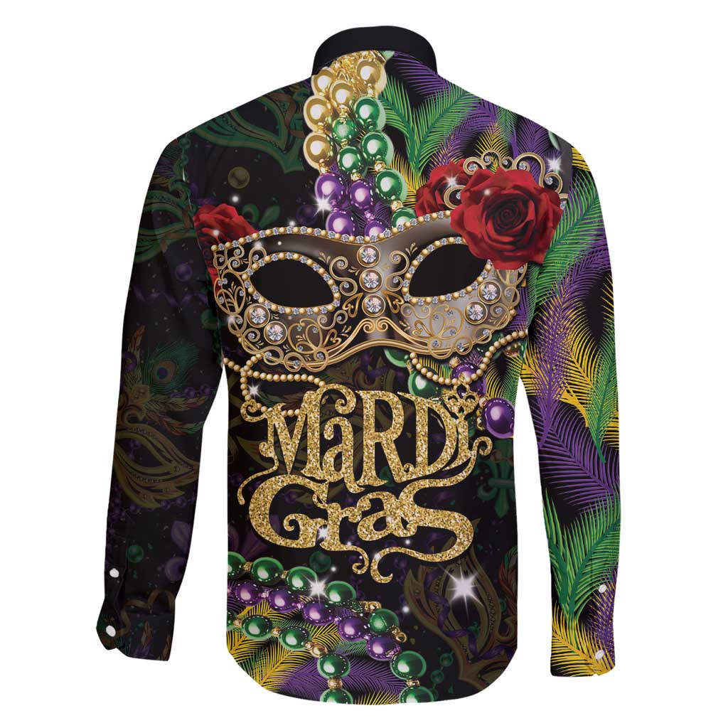 Mardi Gras 2025 Family Matching Short Sleeve Bodycon Dress and Hawaiian Shirt Beadeds With Gorgeous Mask - Wonder Print Shop