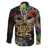 Mardi Gras 2025 Family Matching Short Sleeve Bodycon Dress and Hawaiian Shirt Beadeds With Gorgeous Mask - Wonder Print Shop