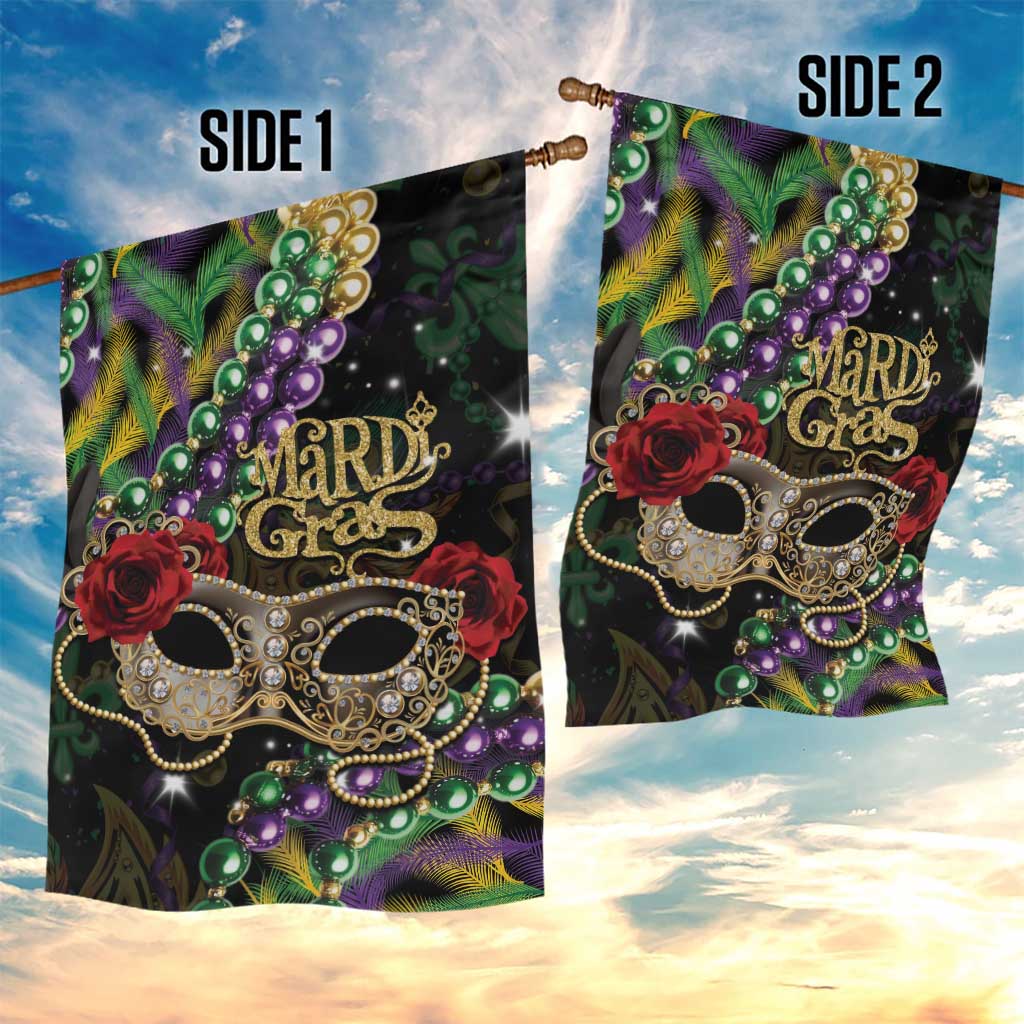 Mardi Gras 2025 Garden Flag Beadeds With Gorgeous Mask - Wonder Print Shop