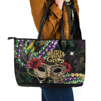 Mardi Gras 2025 Leather Tote Bag Beadeds With Gorgeous Mask - Wonder Print Shop