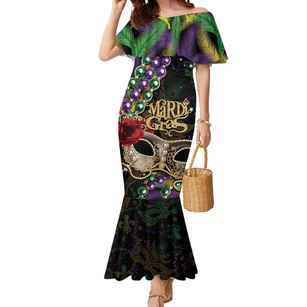 Mardi Gras 2025 Mermaid Dress Beadeds With Gorgeous Mask - Wonder Print Shop