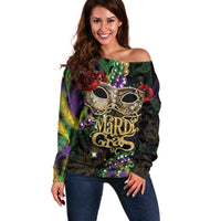 Mardi Gras 2025 Off Shoulder Sweater Beadeds With Gorgeous Mask - Wonder Print Shop