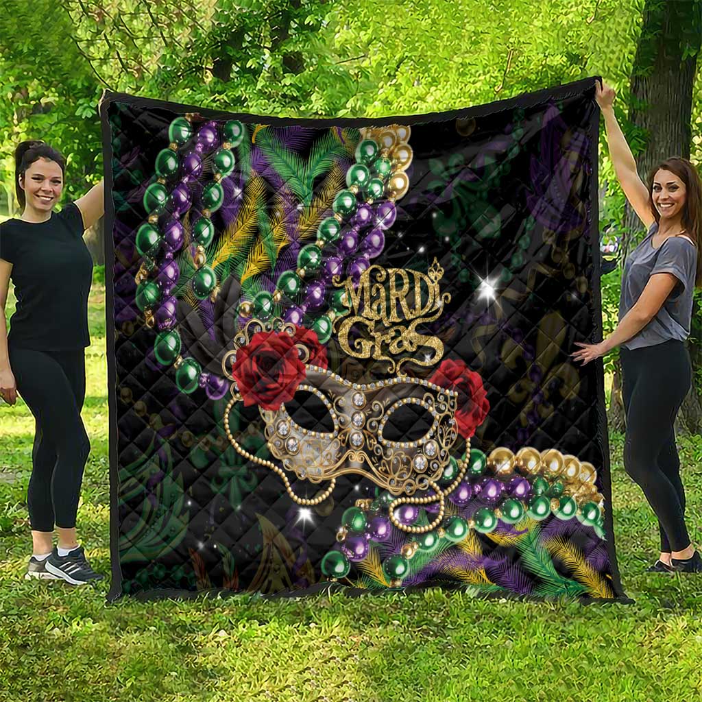 Mardi Gras 2025 Quilt Beadeds With Gorgeous Mask - Wonder Print Shop