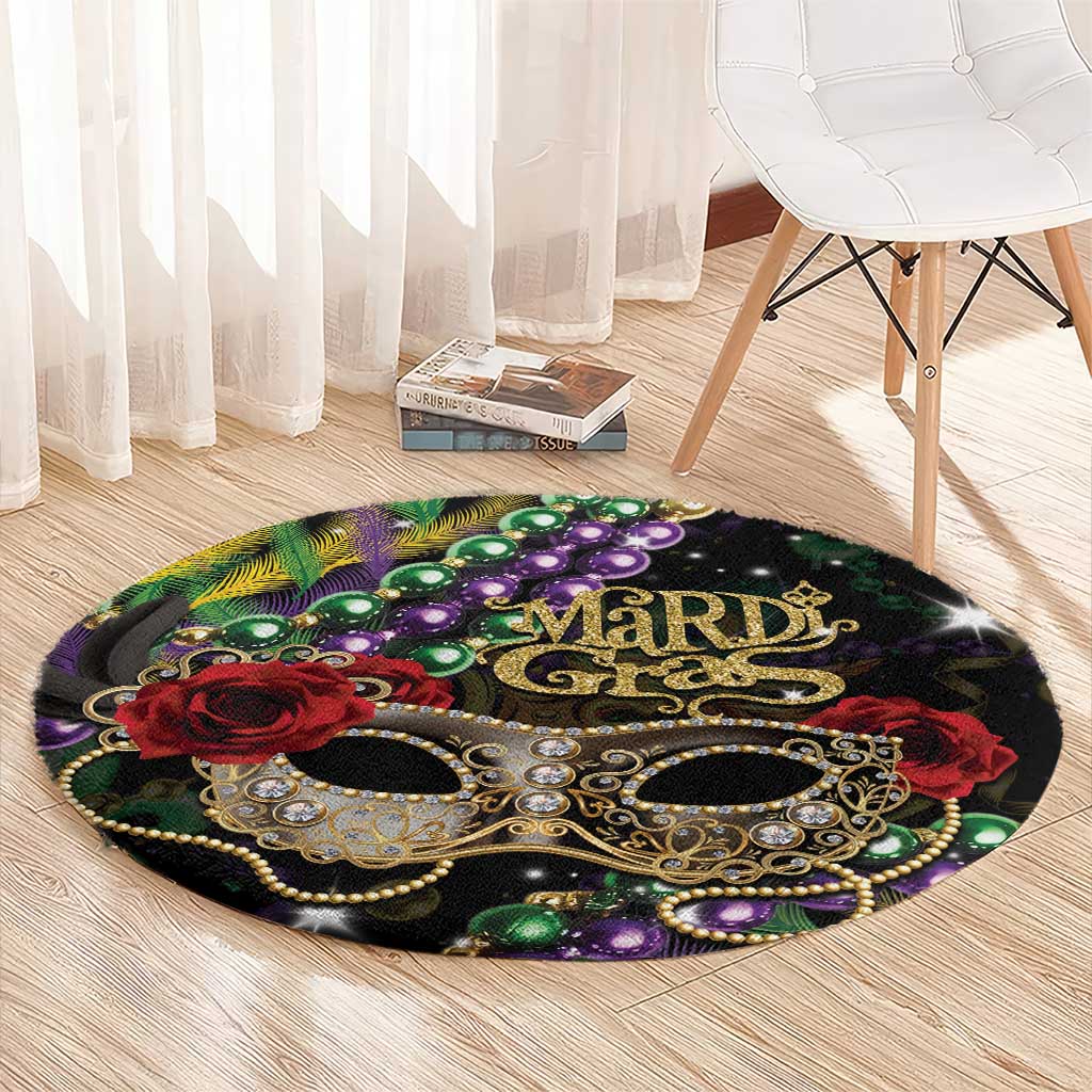 Mardi Gras 2025 Round Carpet Beadeds With Gorgeous Mask