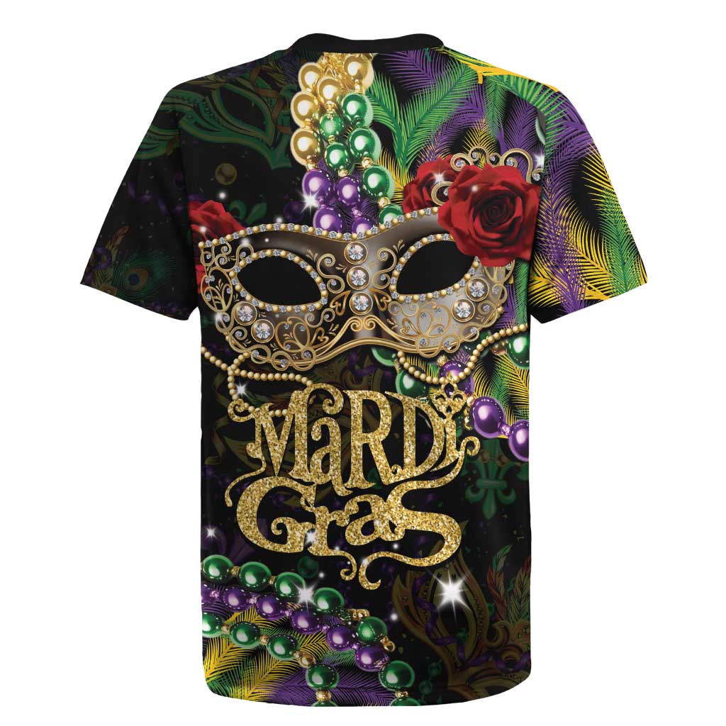 Mardi Gras 2025 Rugby Jersey Beadeds With Gorgeous Mask - Wonder Print Shop