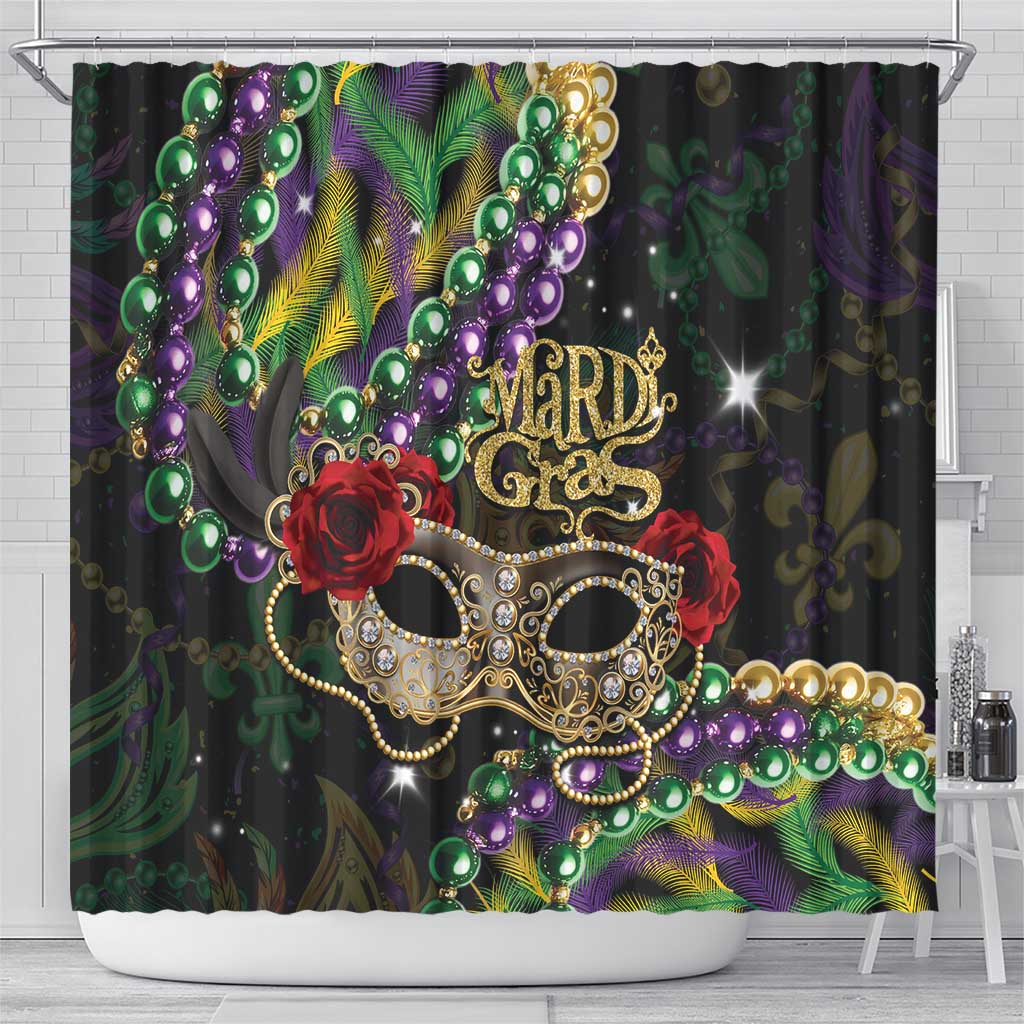 Mardi Gras 2025 Shower Curtain Beadeds With Gorgeous Mask