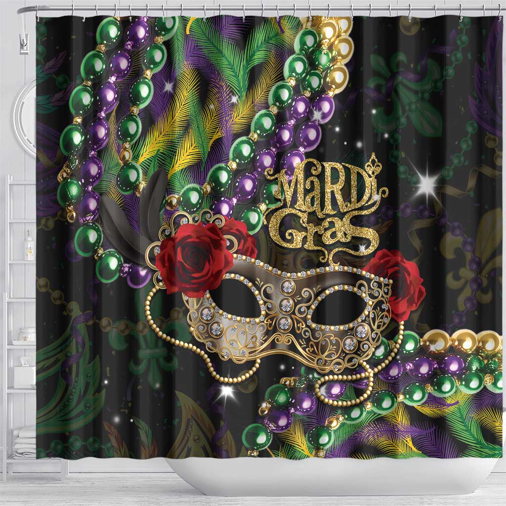 Mardi Gras 2025 Shower Curtain Beadeds With Gorgeous Mask