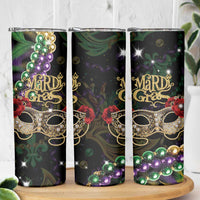 Mardi Gras 2025 Skinny Tumbler Beadeds With Gorgeous Mask - Wonder Print Shop