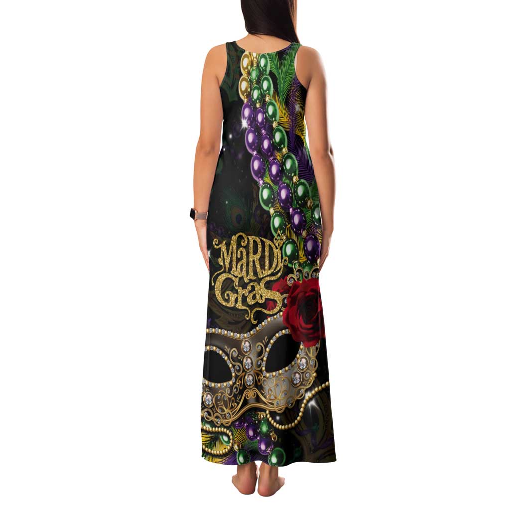 Mardi Gras 2025 Tank Maxi Dress Beadeds With Gorgeous Mask - Wonder Print Shop