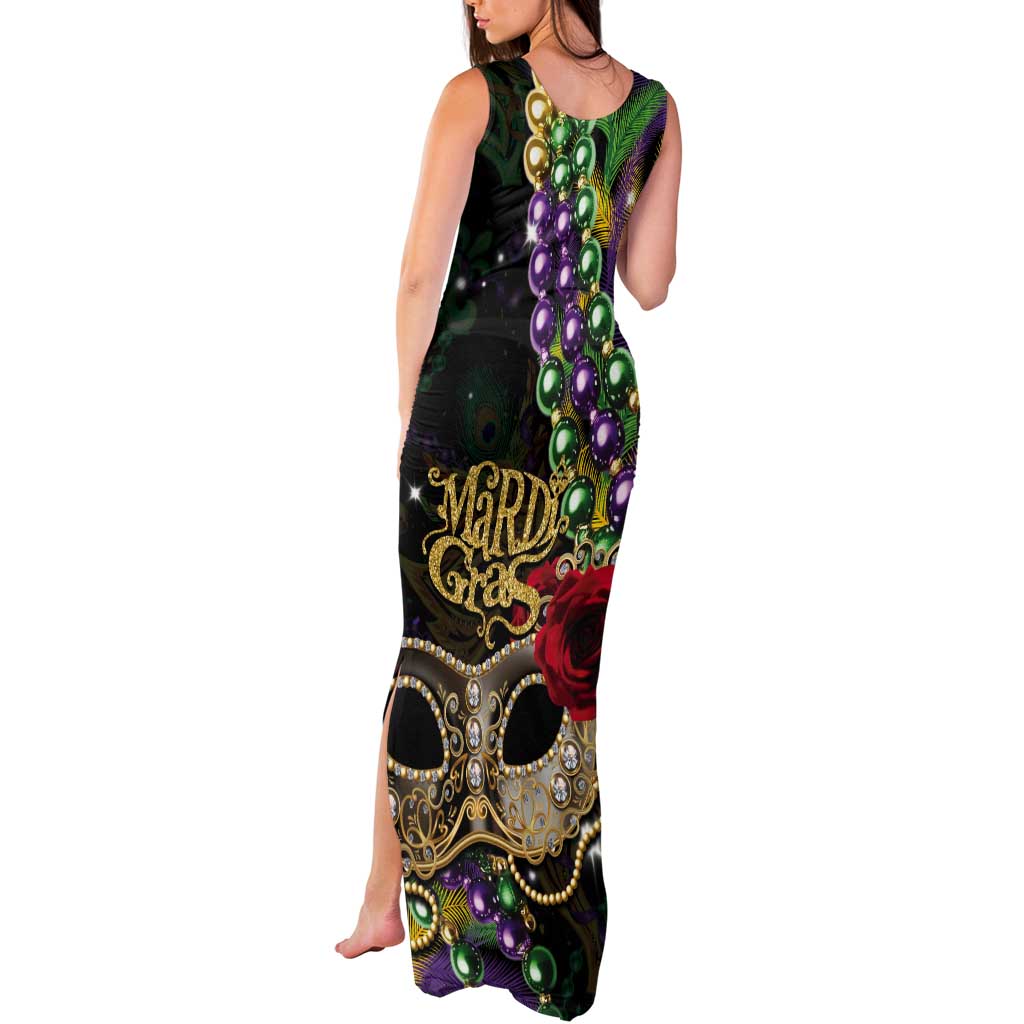 Mardi Gras 2025 Tank Maxi Dress Beadeds With Gorgeous Mask - Wonder Print Shop