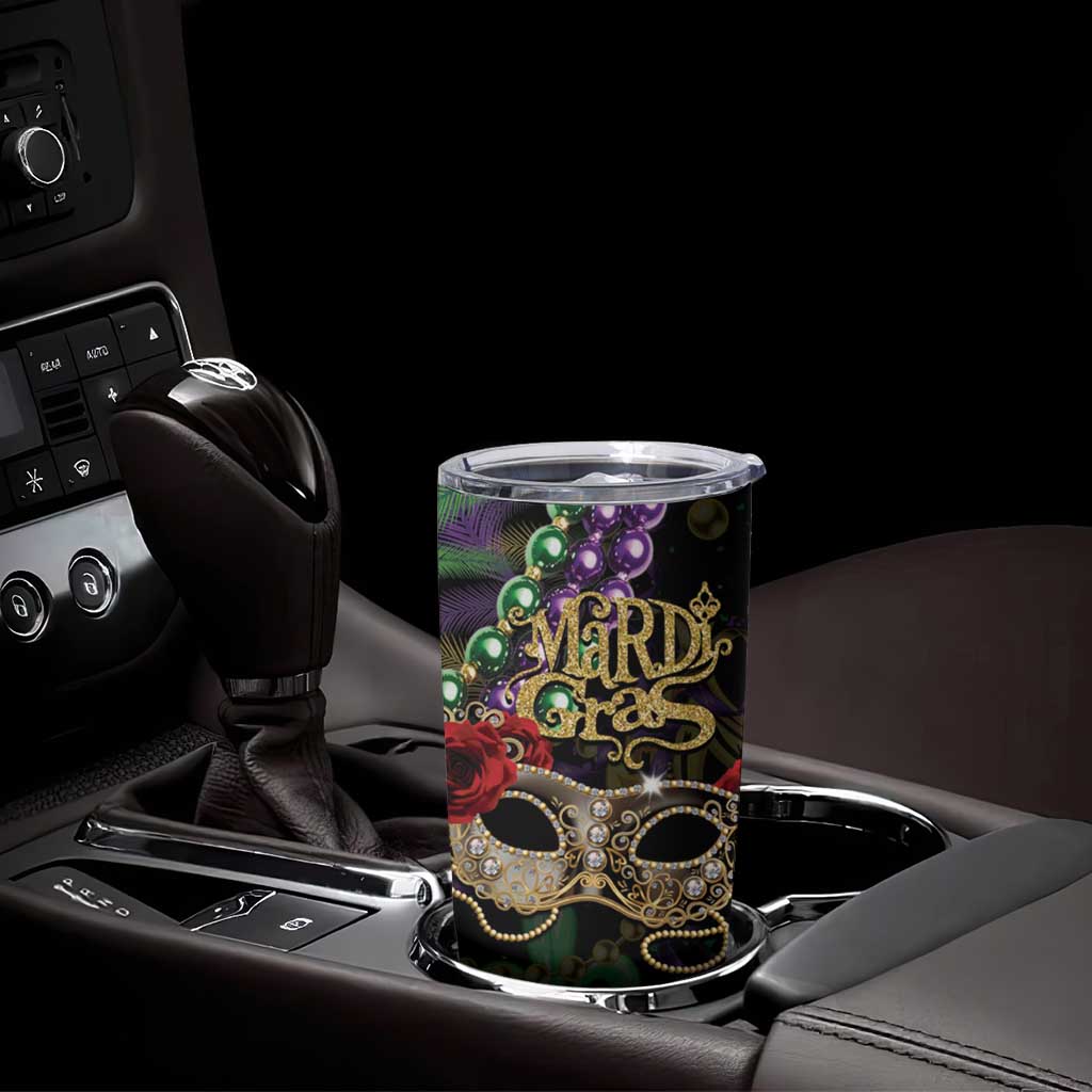 Mardi Gras 2025 Tumbler Cup Beadeds With Gorgeous Mask - Wonder Print Shop