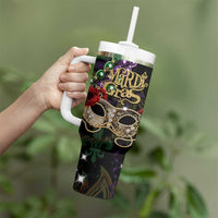 Mardi Gras 2025 Tumbler With Handle Beadeds With Gorgeous Mask - Wonder Print Shop