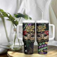 Mardi Gras 2025 Tumbler With Handle Beadeds With Gorgeous Mask - Wonder Print Shop