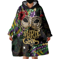 Mardi Gras 2025 Wearable Blanket Hoodie Beadeds With Gorgeous Mask - Wonder Print Shop