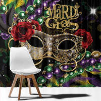 Mardi Gras 2025 Window Curtain Beadeds With Gorgeous Mask - Wonder Print Shop