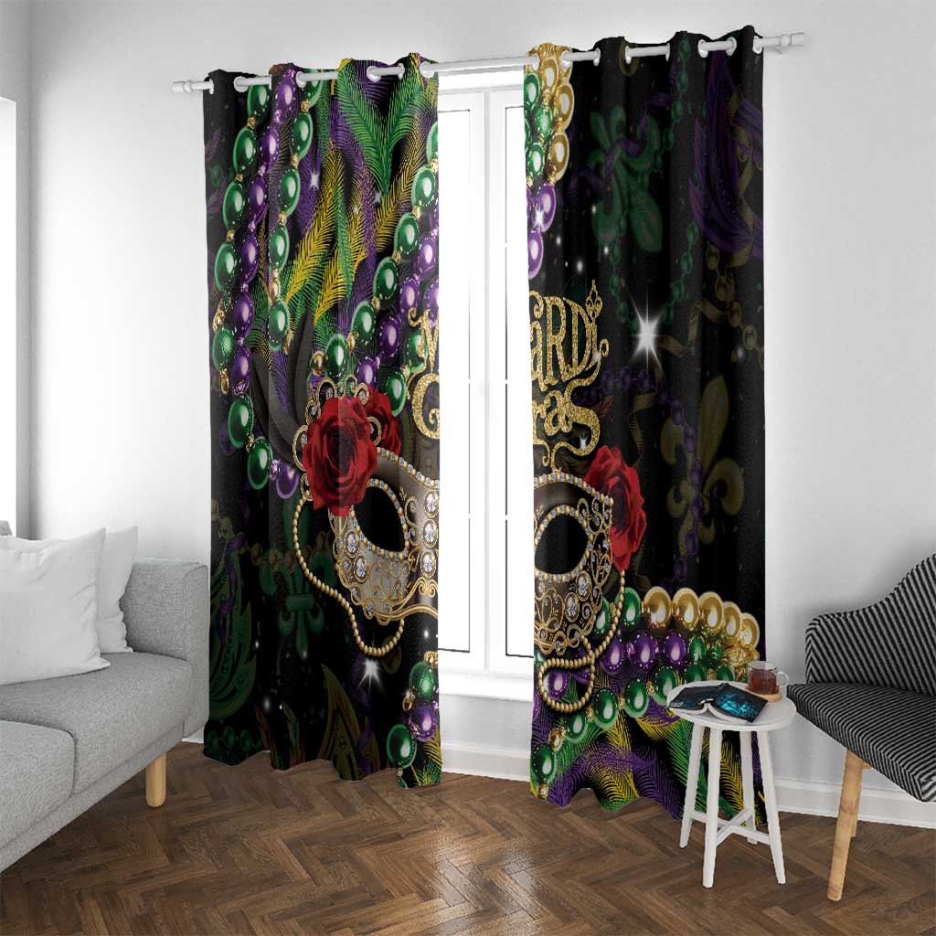 Mardi Gras 2025 Window Curtain Beadeds With Gorgeous Mask - Wonder Print Shop