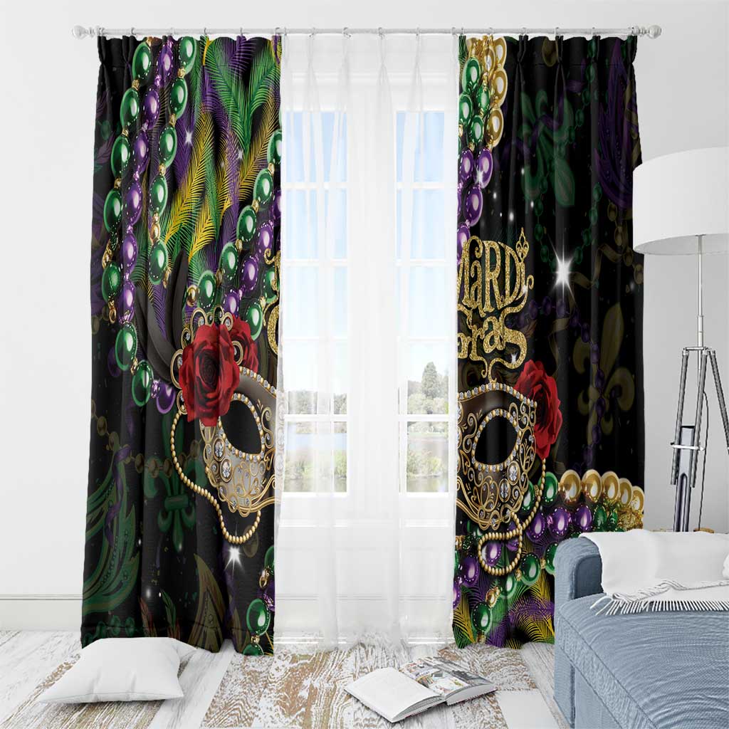 Mardi Gras 2025 Window Curtain Beadeds With Gorgeous Mask - Wonder Print Shop