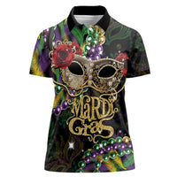 Mardi Gras 2025 Women Polo Shirt Beadeds With Gorgeous Mask - Wonder Print Shop