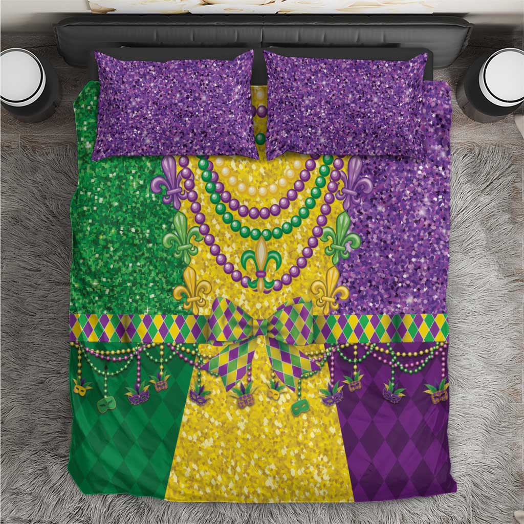 Mardi Gras Bedding Set Beadeds Necklace With Fleur De Lis - Wonder Print Shop