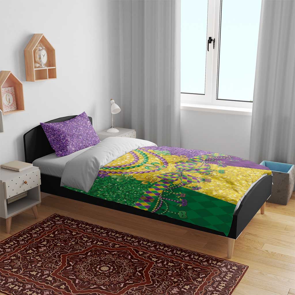 Mardi Gras Bedding Set Beadeds Necklace With Fleur De Lis - Wonder Print Shop
