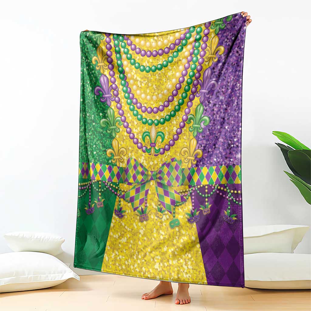 Mardi Gras Blanket Beadeds Necklace With Fleur De Lis