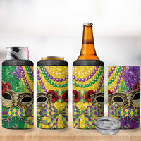 Mardi Gras 4 in 1 Can Cooler Tumbler Beadeds Necklace With Fleur De Lis - Wonder Print Shop