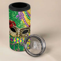 Mardi Gras 4 in 1 Can Cooler Tumbler Beadeds Necklace With Fleur De Lis - Wonder Print Shop