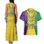 Mardi Gras Couples Matching Tank Maxi Dress and Hawaiian Shirt Beadeds Necklace With Fleur De Lis - Wonder Print Shop