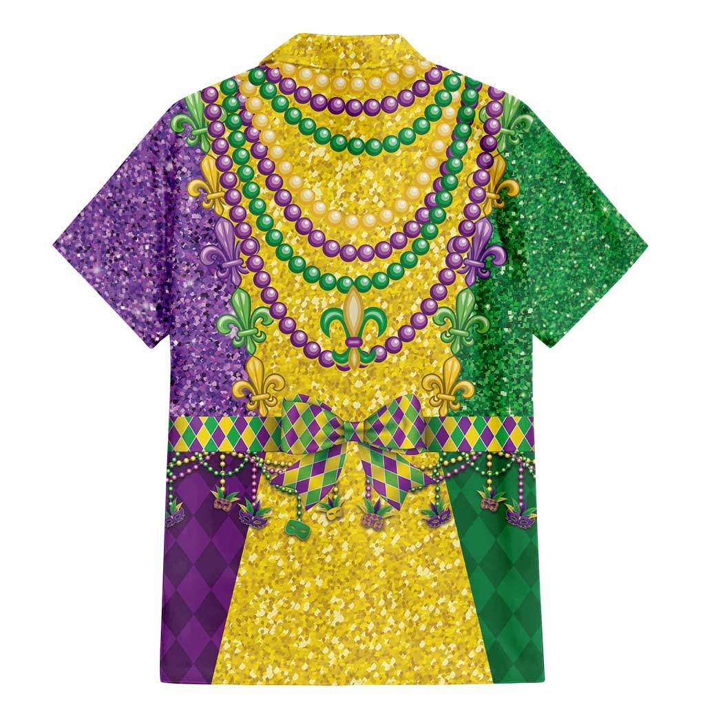 Mardi Gras Family Matching Mermaid Dress and Hawaiian Shirt Beadeds Necklace With Fleur De Lis - Wonder Print Shop