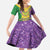 Mardi Gras Family Matching Off The Shoulder Long Sleeve Dress and Hawaiian Shirt Beadeds Necklace With Fleur De Lis - Wonder Print Shop